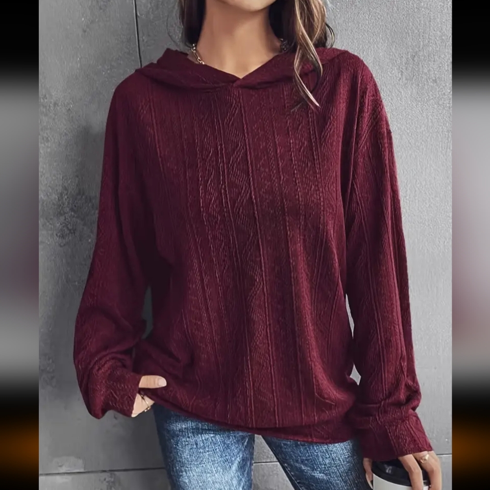 New XL Burgundy Flowy Sweatshirt
